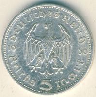 Német 3. Birodalom 1936A 5M Ag "Hindenburg" T:3 kis ph