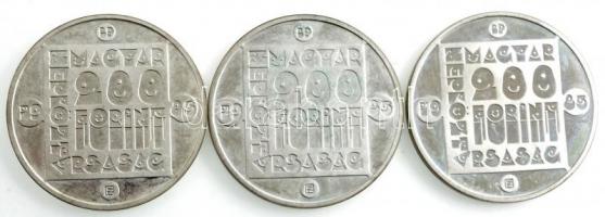 1985. 200Ft Ag (3xklf, kapszulában) "Természetvédelem - Mocsári Teknős, Vadmacska, Vidra" ...