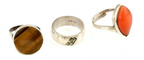 Ezüst(Ag) gyűrű, 3 db, jelzéssel és jelzés nélkül, bruttó: 24,1 g
