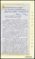 1995 A Parnasszus induló száma I. évf 1. szám számos író aláírásával: Mezey Katalin, Tandori Dezső, ...