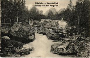 1915 Üdvözlet a Kárpátokból, híd / Gruss von den Karpaten / Greetings from the Carpathian Mountains, bridge (EK)