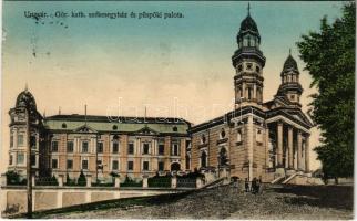 1914 Ungvár, Uzshorod, Uzhhorod, Uzhorod; Görögkatolikus székesegyház és püspöki palota. Steinfeld Dezső kiadása / cathedral and bishop&#039;s palace (kis szakadás / small tear)