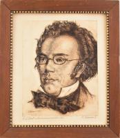 Radnayné (Radnainé) Bauer Erzsébet (1897-1976): Schubert. Rézkarc 1928. Jelzett. 30x24 cm Keretben.