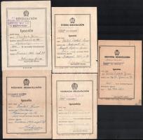 cca 1950 Főmolnárképző tanfolyam tabló, belepő, igazolások + 8 db Békekölcsön igazolás