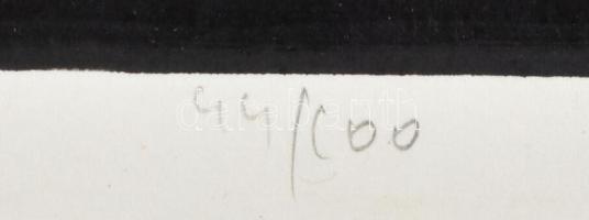 Krajcsirovits Henrik (1929-2007): Margarétás csendélet. Színes linómetszet, papír, jelzett, 39×48 cm