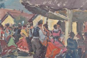 Jelzés nélkül: Táncosok. Olaj, karton, kissé sérült, 35×48 cm