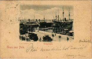 1898 (Vorläufer) Pola, Pula; K.u.K. Kriegsmarine Kriegshafen / Osztrák-magyar haditengerészeti kikötő / Austro-Hungarian Navy port. F.W. Schrinner (EK)