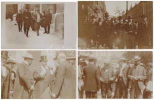 1907 Budapest, Osztrák-Magyar Kiegyezés megkötése alkalmából a kormánytagok és a parlament tagjai az utcákon - 4 db eredeti fotó