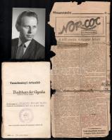 cca 1930-1950 Balthazár Gyula repülő százados fotó, hozzá egyéb katonai iratok, újságcikkek nem mind...