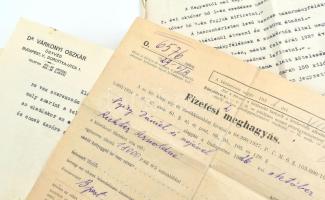 cca 1930 Fejléces nyomtatott ügyvédi papírok, dr. Várkonyi Oszkár Dorottya u. össz 55 db