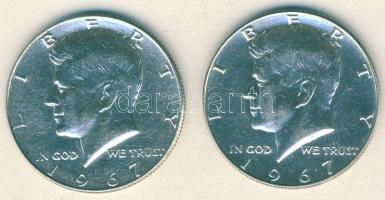 USA 1967. 1/2$ Ag "Kennedy" (2x) T:2/2+,2