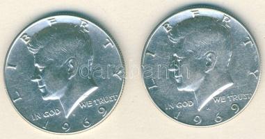 USA 1969. 1/2$ Ag "Kennedy" (2x) T:2