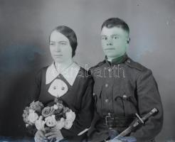 cca 1930-1940 19 db katonákat ábrázoló üvegnegatív rajta Horthy Miklós is 12x9 cm