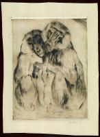 Spitner S. jelzéssel: Majmok, rézkarc; szignált 20x27 cm