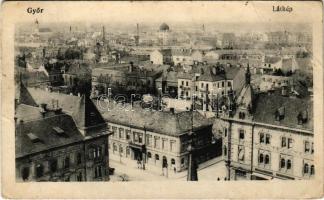 1915 Győr, látkép, zsinagóga, Kisfaludy kávéház (apró lyuk / tiny pinhole)