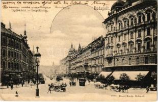 1902 Budapest XIII. Lipót körút, Café Vígszínház kávéház, Noszlopi Henrik üzlete, villamosok. Divald Károly 213. sz. (r)