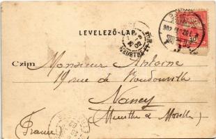 1902 Budapest XIII. Lipót körút, Café Vígszínház kávéház, Noszlopi Henrik üzlete, villamosok. Divald...