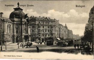 1914 Budapest XIII. Vígszínház, villamos, cukrászda. Divald Károly 80. sz. (EK)