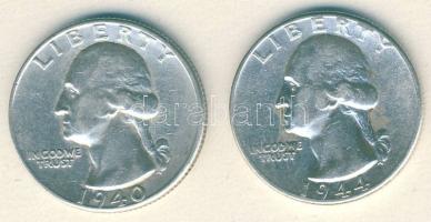 USA 1940-44. 1/4$ Ag "Washington" (2x) T:3