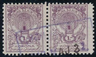 1913 Kolozsvár 1K pár, helyi illetékbélyeg