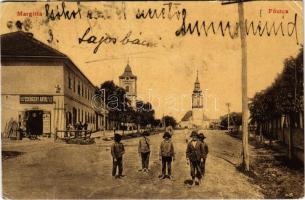 1908 Margitta, Marghita; Fő utca, templomok, Csengery Antal üzlete. Pichelmayer Ferenc kiadása 2284. (W.L. ?) / main street, churches, shops (EK)