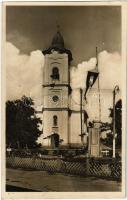 1943 Margitta, Marghita; Római katolikus templom, országzászló / church, Hungarian flag