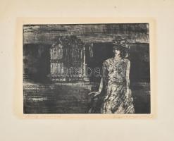 Olvashatatlan jelzéssel: Krúdy illusztráció, 1965. Rézkarc, papír, jelzett. Lapszéli apró foltokkal. 24×30 cm