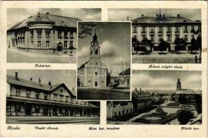 1944 Bicske, Kultúrház, vasútállomás, Állami polgári iskola, Hősök tere, Római katolikus templom (Rb)