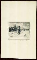 Rákosi N. János jelzéssel; Lánchíd; rézkarc; szignált 17x28 cm
