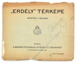 cca 1930 Erdély térképe. MFI. szakadozott papírborítóval. 60x50 cm