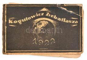 1921 Kogutowicz Zsebatlasza - 1922, kiadja: Magyar Néprajzi Társaság Emberföldrajzi Szakosztálya, benne a feldarabolt Magyarországot érintő térképekkel, irredenta, sérült kötés, 192p