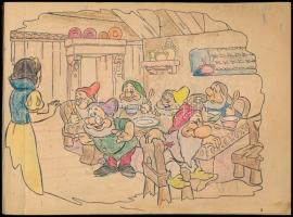cca 1930 Walt Disney: Hófehérke és a hét törpe. Kifestőkönyv. Bp.,én., Palladis. Kiadói papírkötés, ...