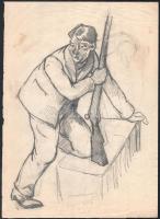 Kézdi-Kovács Elemér (1898-1976): Katona puskával. Ceruza, papír, jelzés nélkül. Proveniencia: a művész hagyatéka. Kissé foltos. 35x25 cm