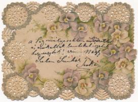 1903 Csipke hatású dombornyomott virágos litho üdvözlőlap / Lace style ermbossed litho greeting art postcard (EB)