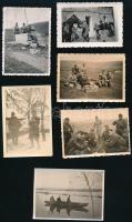 cca 1914-1940 Vegyes katonai fotó tétel, harctér, terep, katonai portré, stb., 3,5×3 és 8,5×13,5 cm ...