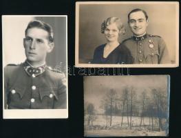 cca 1914-1940 Vegyes katonai fotó tétel, harctér, terep, katonai portré, stb., 3,5×3 és 8,5×13,5 cm ...