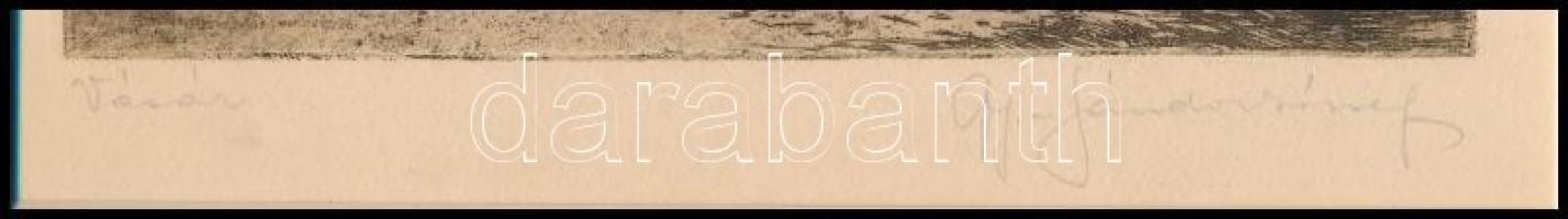 Gy. Sándor József (1887-1936): Vásár. Rézkarc, papír, jelzett, paszpartuban, 14,5x18 cm