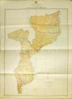 cca 1970 Mozambik nagy méretű térképe 110x80 cm