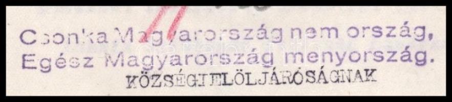 1921 Mosonmagyaróvár, kérelem házalási engedélyre, hátoldalán kétsoros irredenta szöveggel