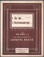 Lengyel Dezső zeneszerző sorai és aláírása saját dalainak kottáján