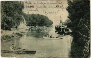 1920 Siófok, kikötő, Baross gőzös, evezős (EB)