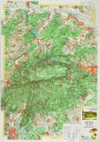 1977 A Bükk hegység turistatérképe gombaismertetővel, 1:60.000, Miskolc, Borsod Tourist-Kartográfia, a hátoldalán nagyméretű, képes gombaismeretővel, kissé foltos, 82x57 cm