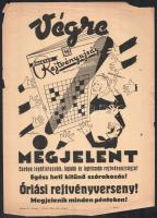 Magyar rejtvényújság. Plakát, 1930-40 körül. Ofszet, papír, Malomvizi jelzéssel, Stádium Rt., lap széle sérült, 35×25 cm