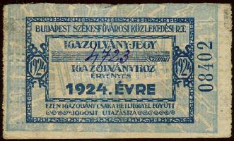 1924 BSZKRT bérletszelvény