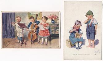 10 db RÉGI gyerek motívum képeslap, K. Feiertag szignóval / 10 pre-1945 K. Feiertag children motive postcards