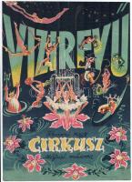 cca 1958 Vízirevü - A Fővárosi Nagycirkusz májusi műsora. Plakát. Ofszet, papír. Jelzés nélkül (Vogel Eric?). Kissé sérült. Hajtásnyomokkal. 39,5×28,5 cm