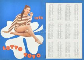1968 Lotto Toto. Plakát-naptár. Ofszet, papír. Seres jelzéssel. Hajtásnyommal. 33×45,5 cm