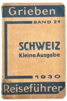 Grieben Band 24. Schweiz. Kleine Ausgabe 1930. Reiseführer. Kiadói papírkötés, térképmellékletekkel, sérüléssel, kopottas állapotban.