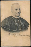 Dr. Wolafka Nándor (1852-1906) püspök nyomtatott aláírása az őt ábrázoló képeslapon