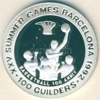 Suriname 1992. 100G Ag "Olimpia-kosárlabda" T:PP Csak 15.000db! Tanúsítvánnyal!